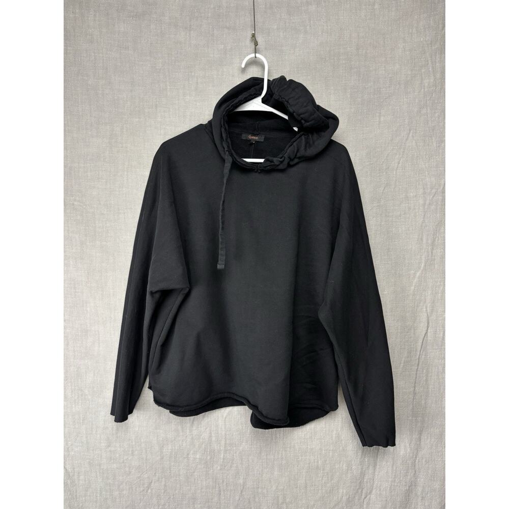 Quince Women Organic French Terry Hoodie Black Sleeved Top L